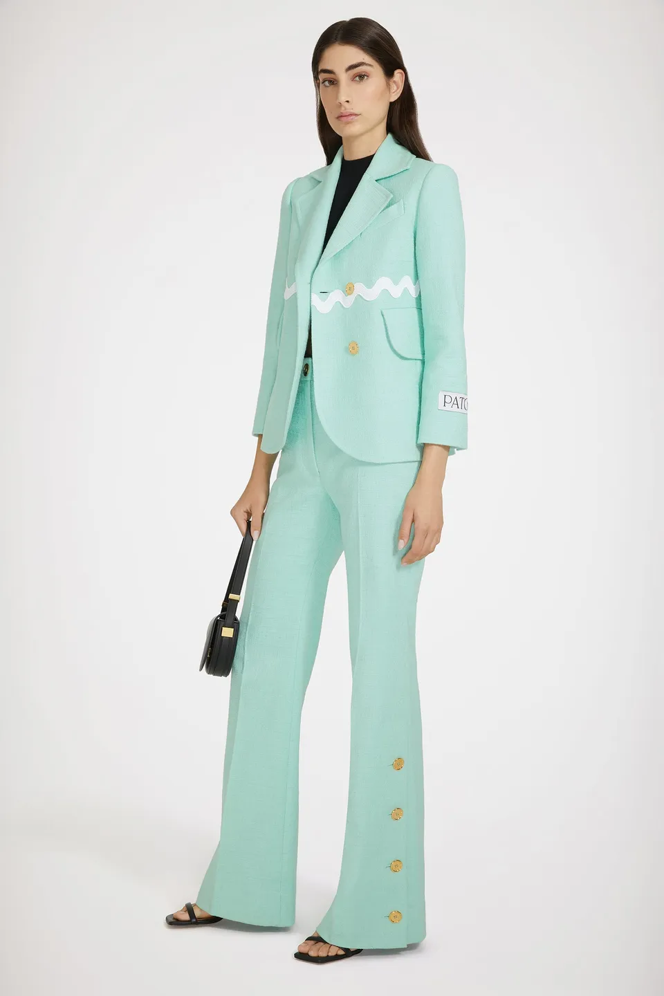 Patou JA035 veste tailleur tweed coton menthe