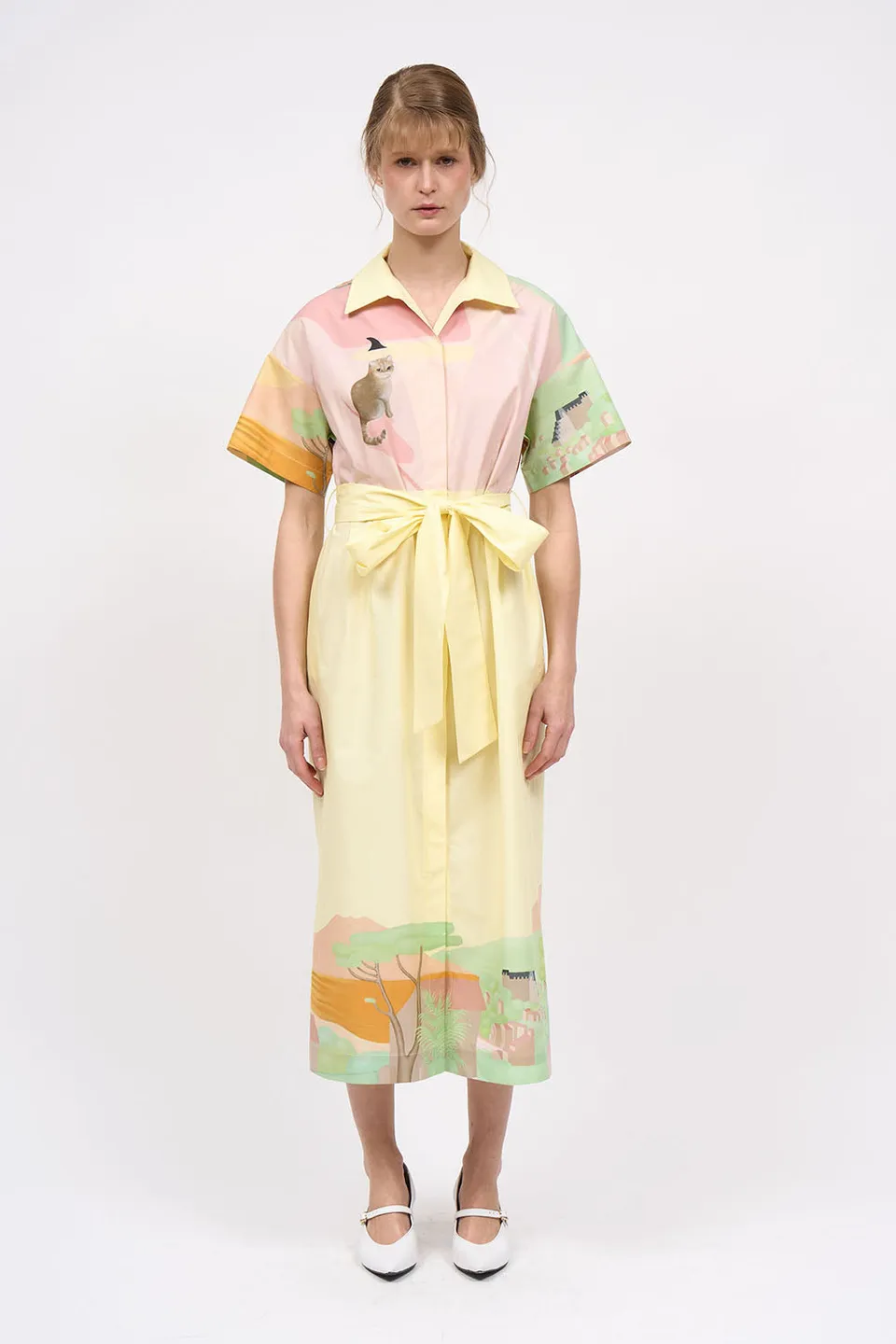 Paul & Joe robe chemisier midi imprimée coton ceinture