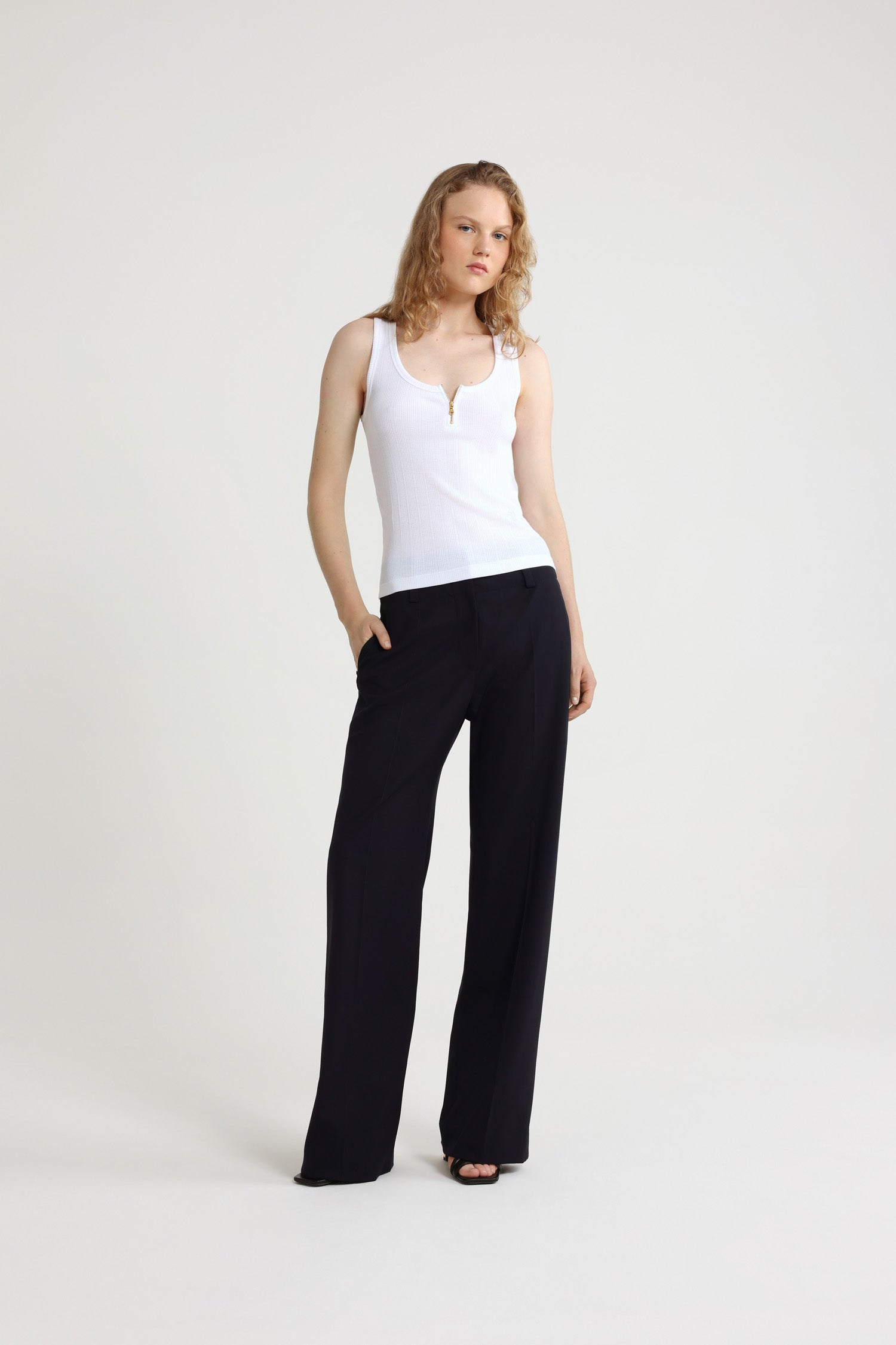Patou JE149 débardeur coton bio blanc zip doré
