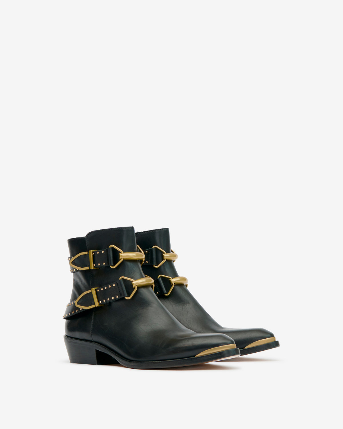 Isabel Marant Zalya boots santiag cuir noir talon 3 cm