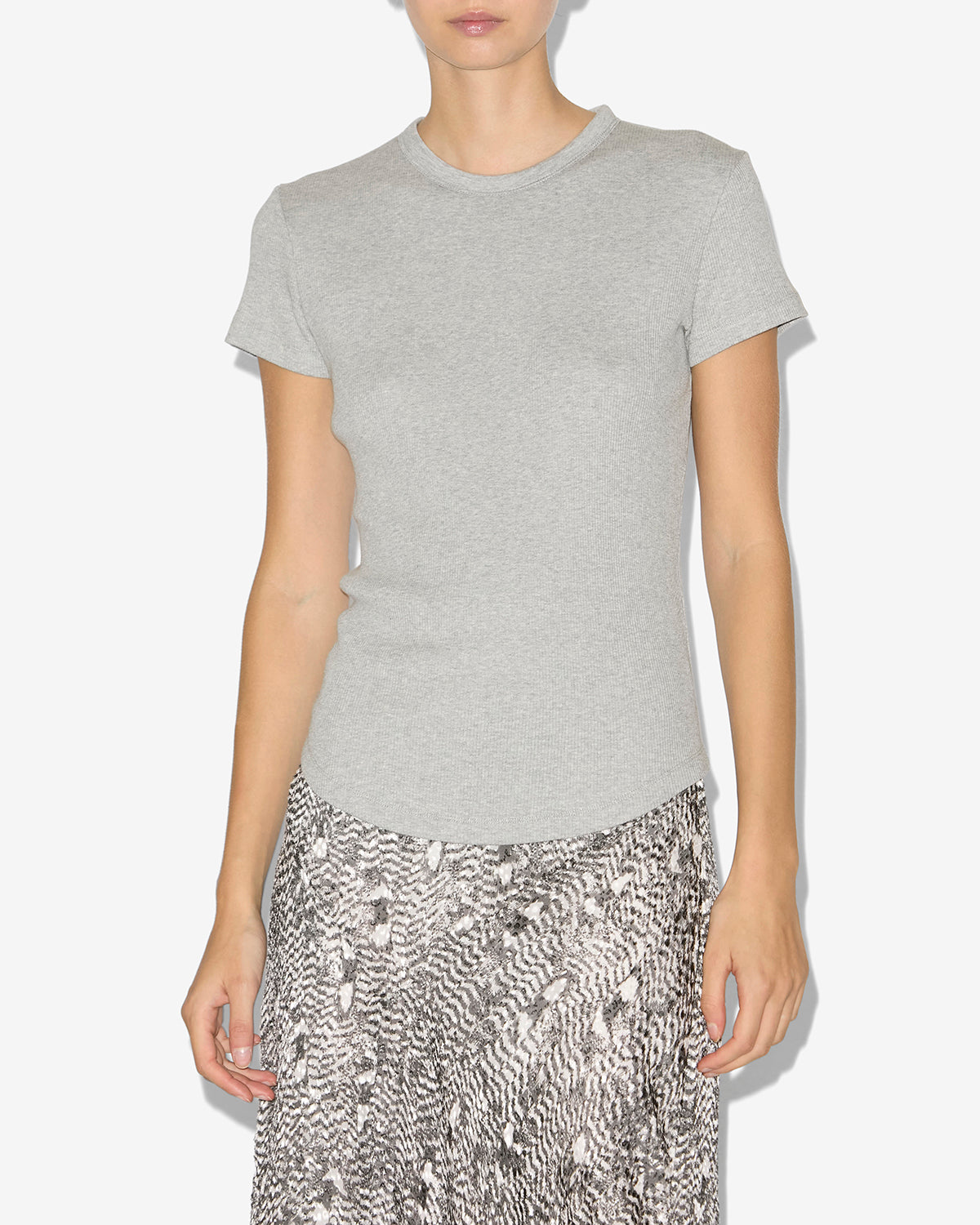 Isabel Marant Taomi t-shirt gris coton côtelé