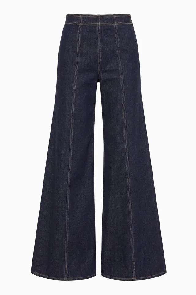 Ulla Johnson Bianca Wide Leg Seamed jean Tigris coton