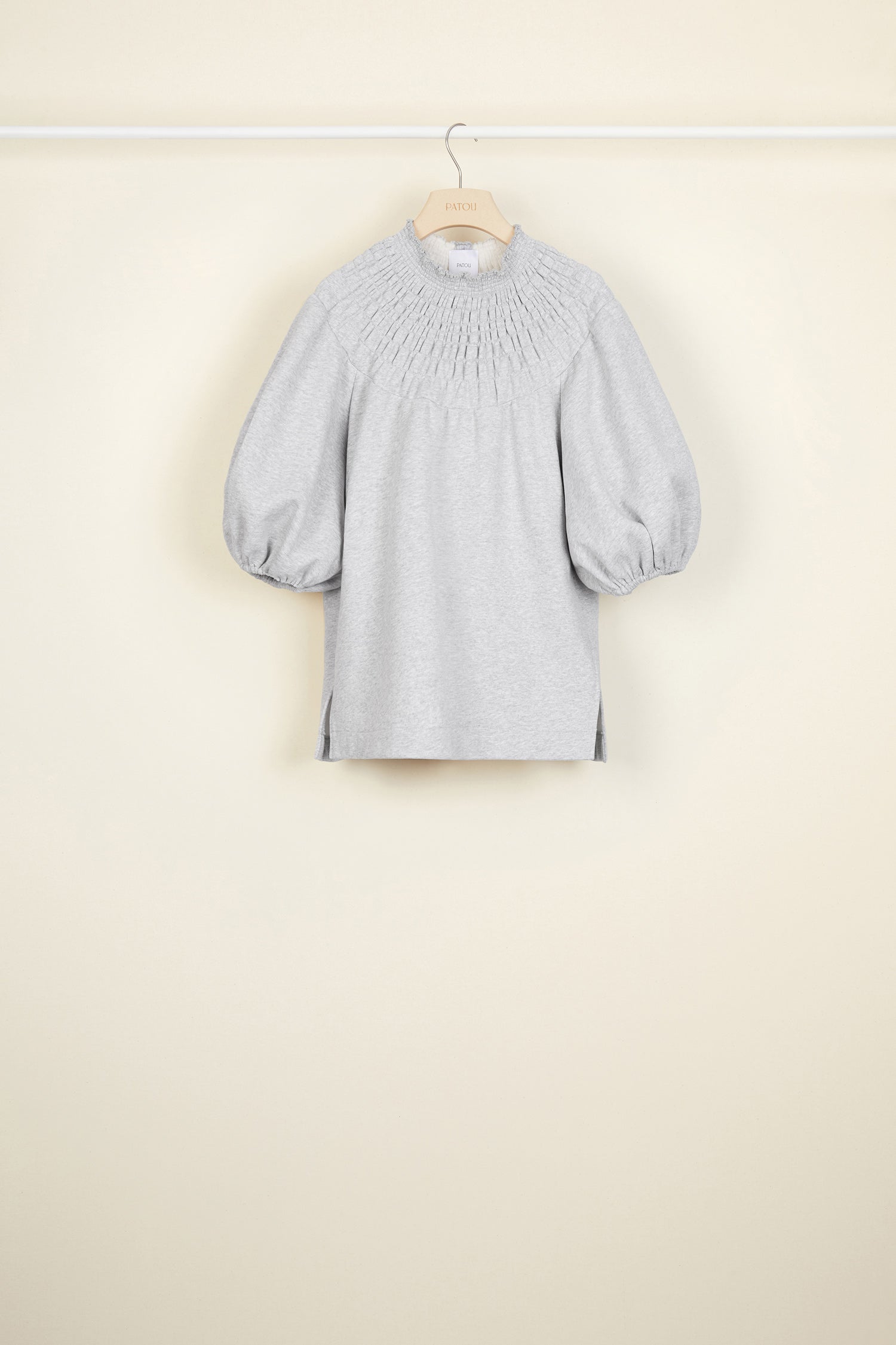 Patou JE004 Sweat coton gris col smocké taille M