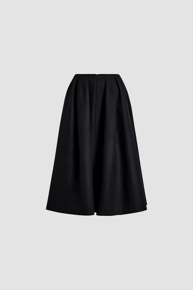 Patou SK067 jupe midi laine cachemire noire 38