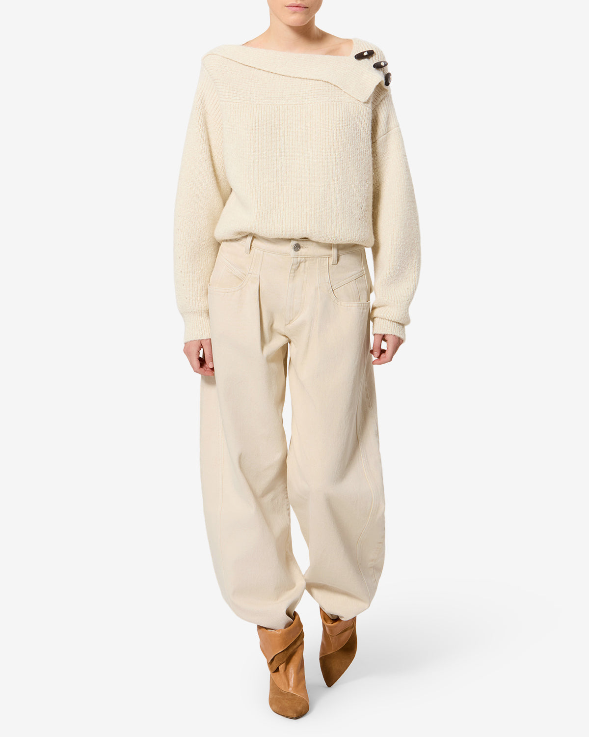 Isabel Marant Lisha jean barrel beige taille haute