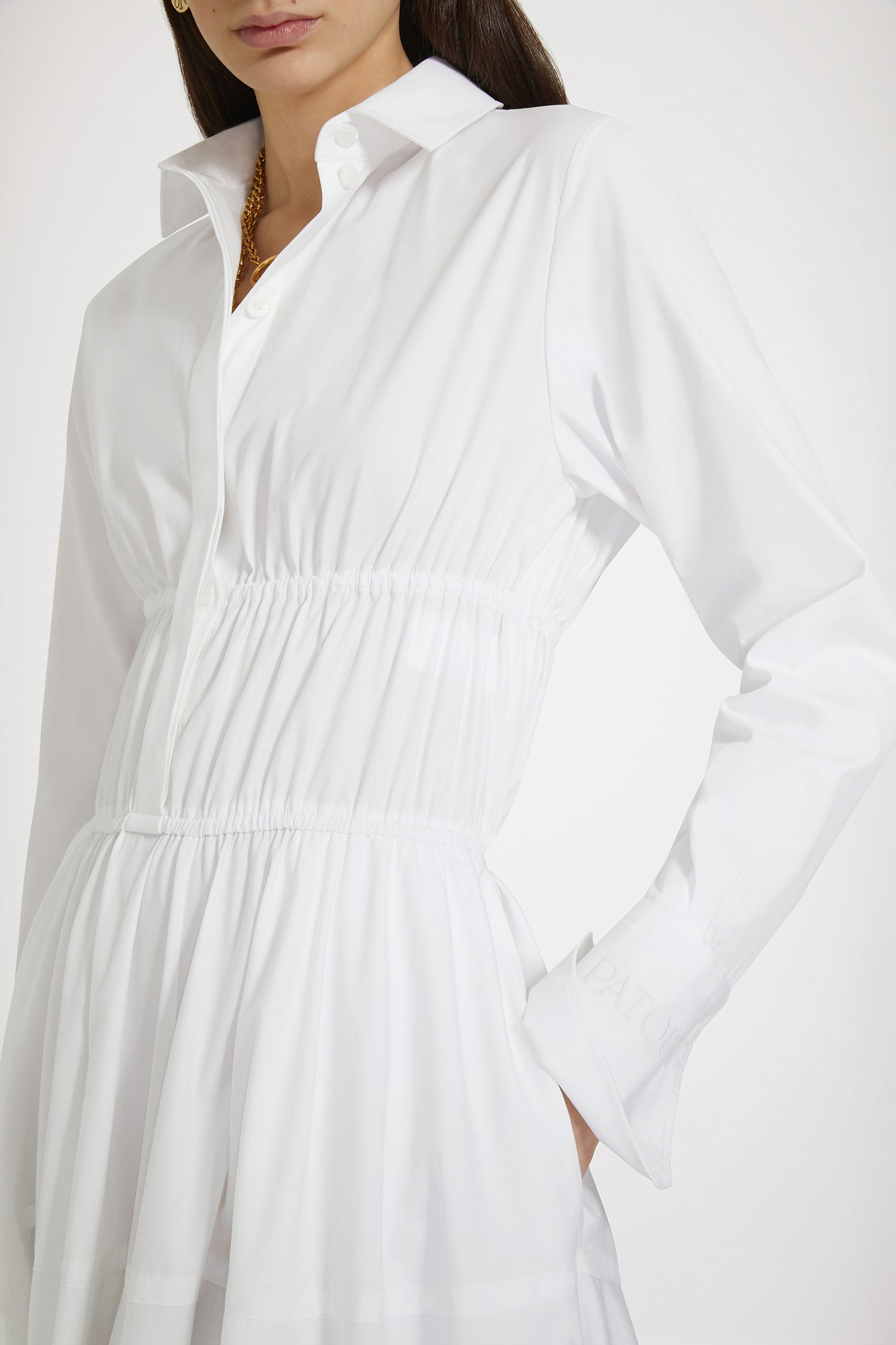 Patou DR135 robe chemise coton blanc maxi 34-44