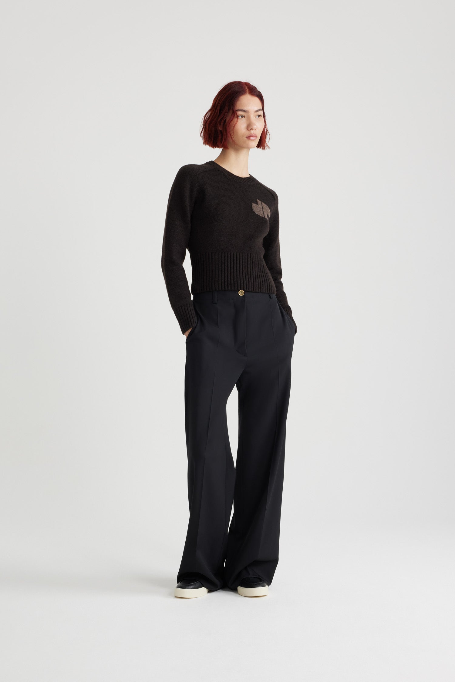 Patou KN202 pull laine cachemire marron JP