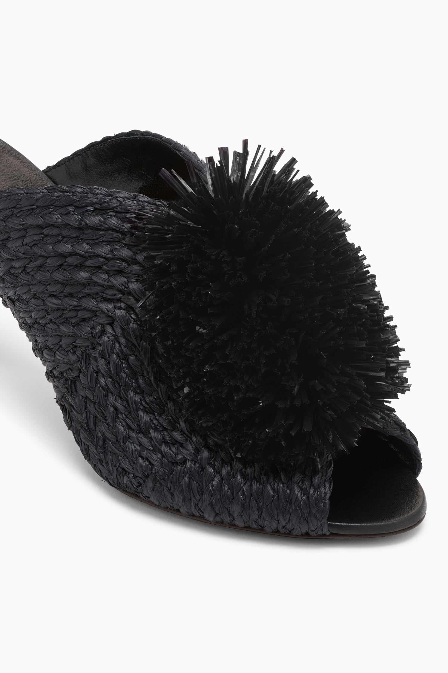 Ulla Johnson mule raphia noir franges talon 75