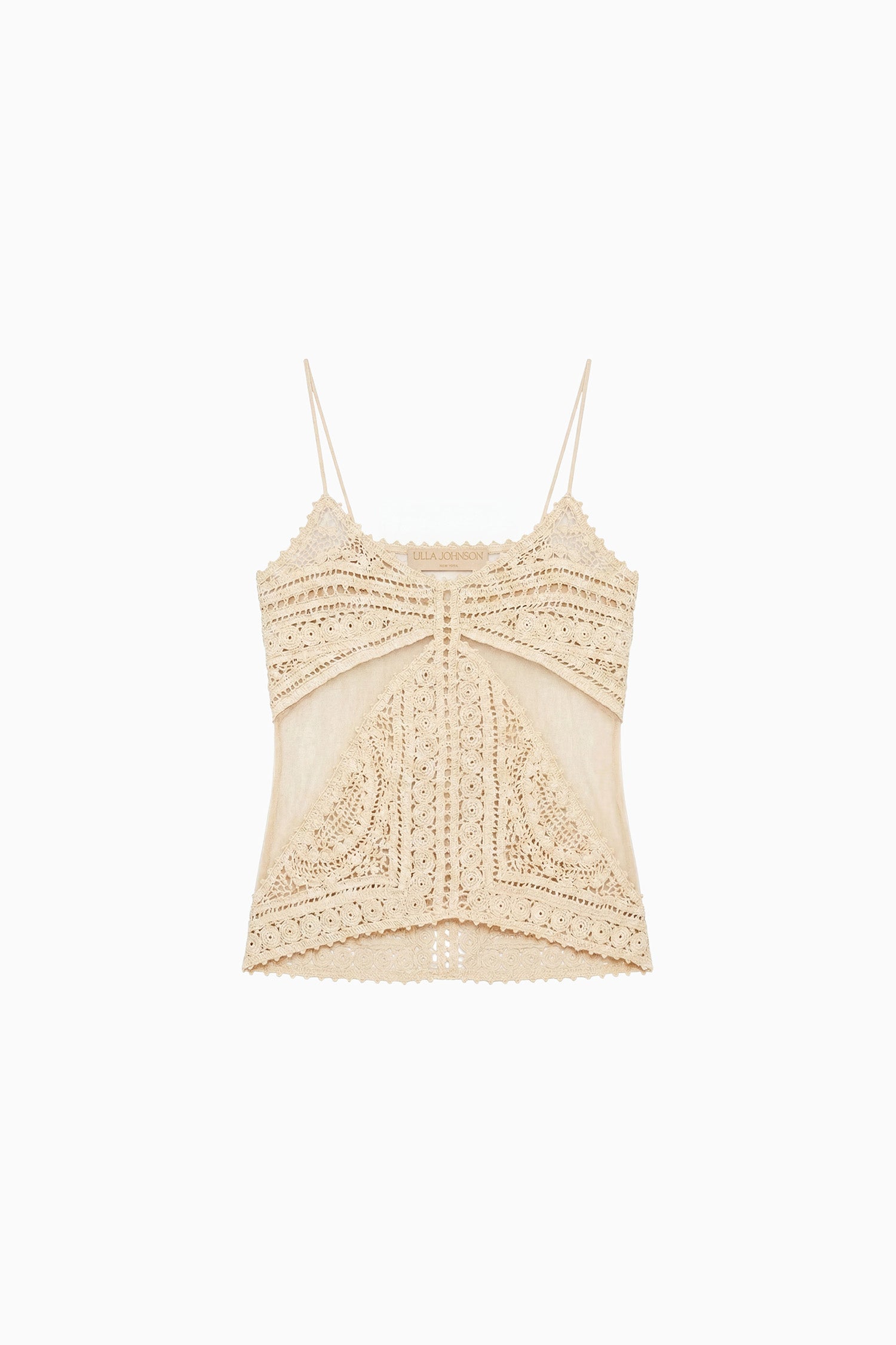 Ulla Johnson Mollie Crochet Tulle Top Sandstone caraco
