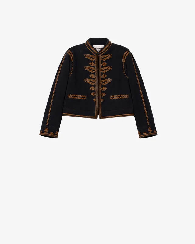 Isabel Marant Emalia veste denim noir broderies