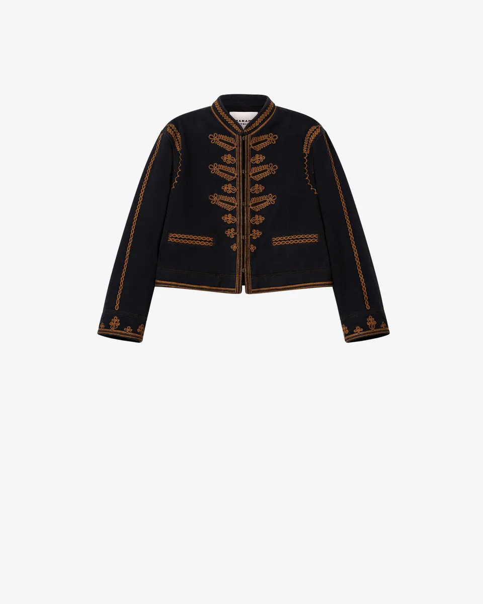 Isabel Marant Emalia veste denim noir broderies