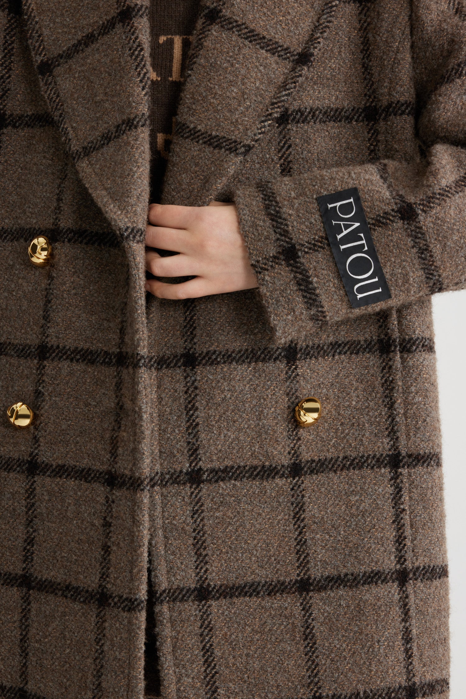 Patou H24CO02501845061 manteau laine Gray Checkerboard