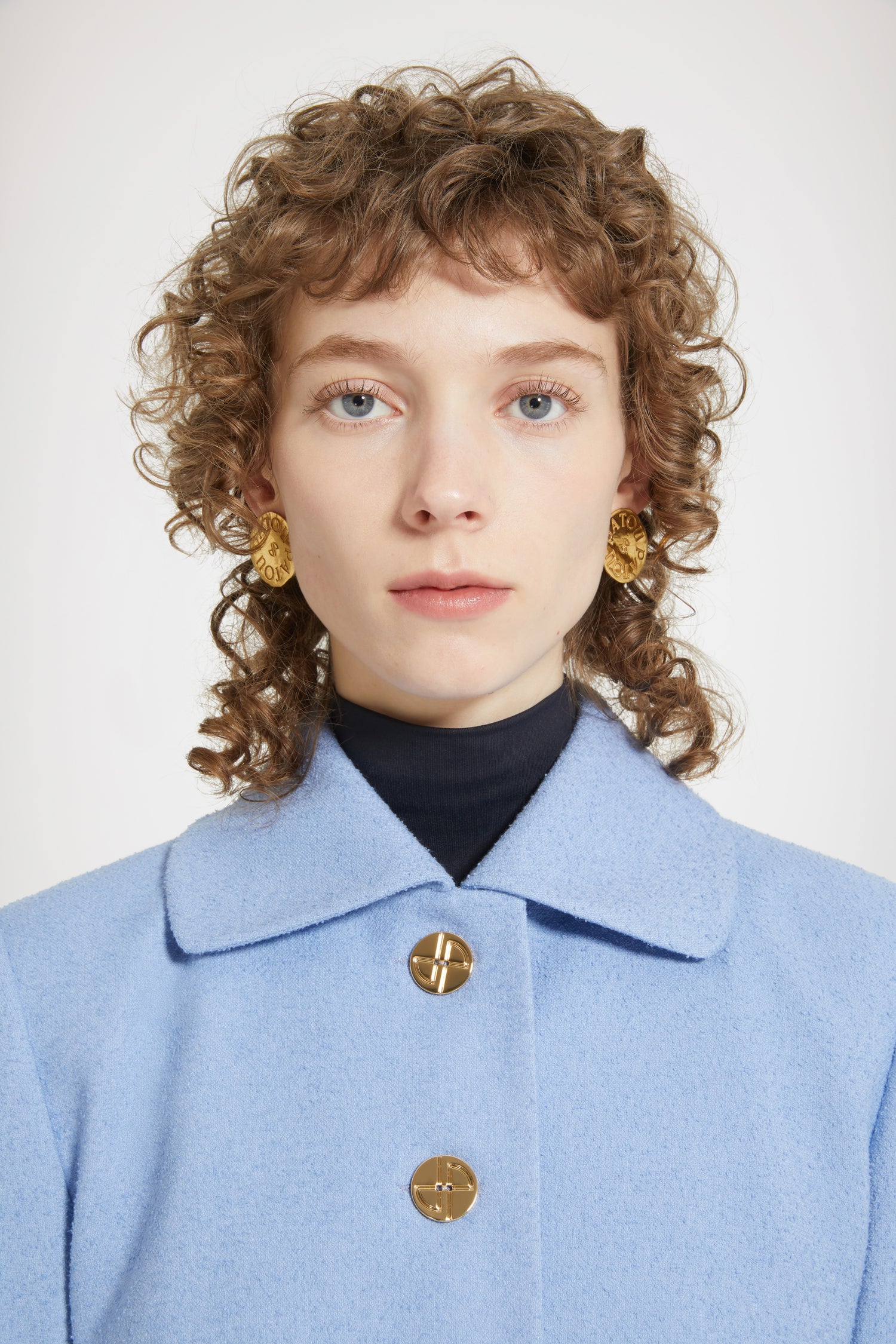 Patou H23JA0340134630B veste courte Ice Blue tweed stretch
