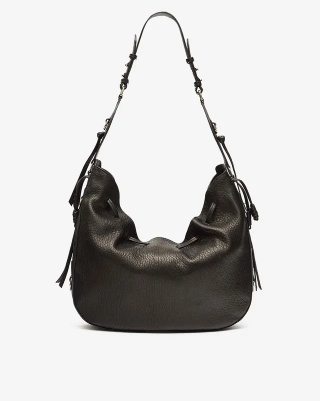 Isabel Marant Bolton Hobo Sac Cuir Noir et Argenté
