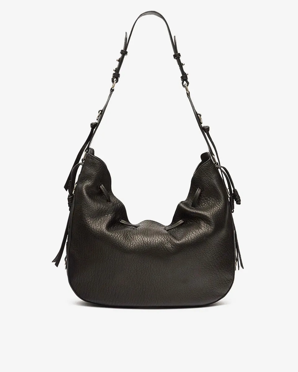 Isabel Marant Bolton Hobo Sac Cuir Noir et Argenté