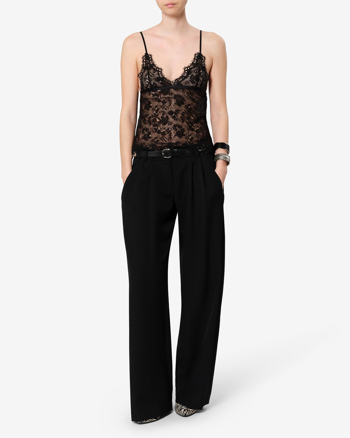 Isabel Marant Adiena top dentelle noir col V