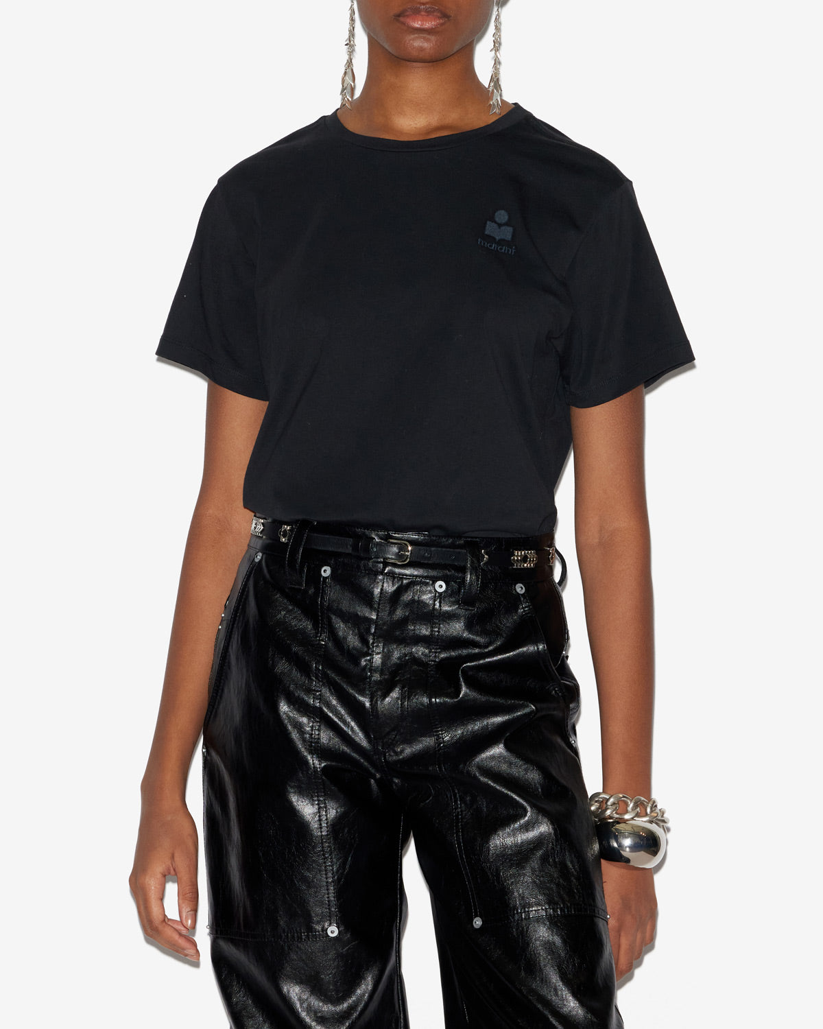 Isabel Marant Aby t-shirt coton noir logo brodé