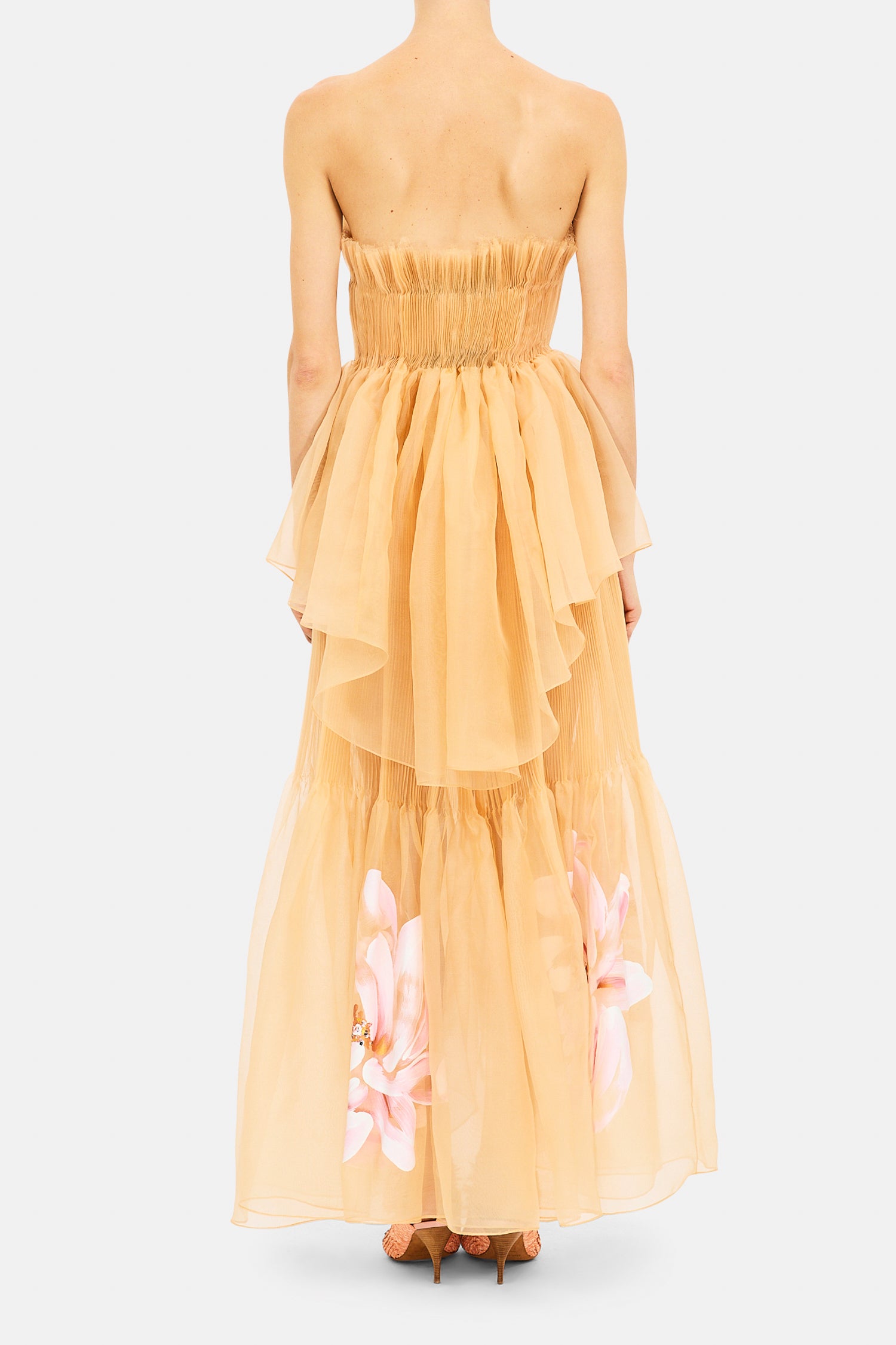 Ulla Johnson Cleo Blouse soie Chamois bustier volants