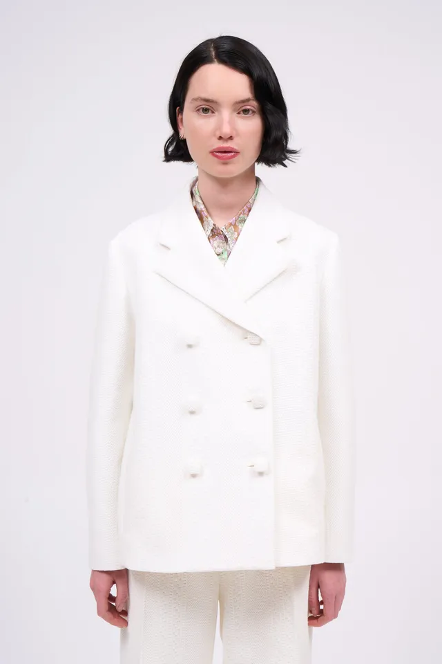 Paul & Joe Borghese veste tailleur coton blanc longue