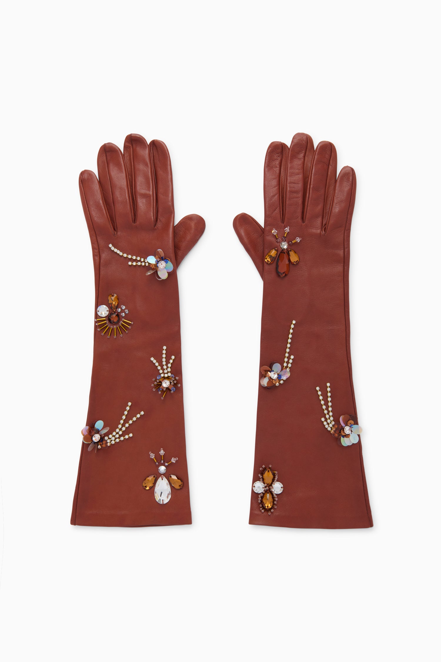 Ulla Johnson Laetitia FA251328 gants cuir Wenge perles