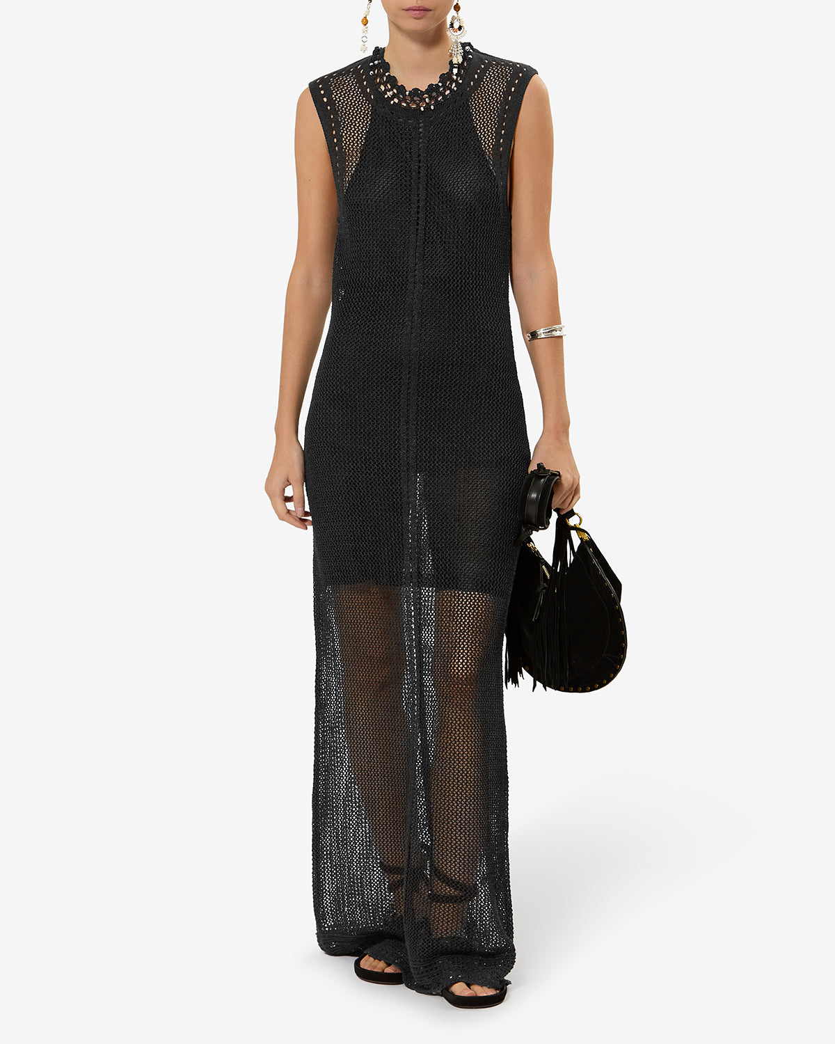 Isabel Marant Metaya robe crochet noir coton