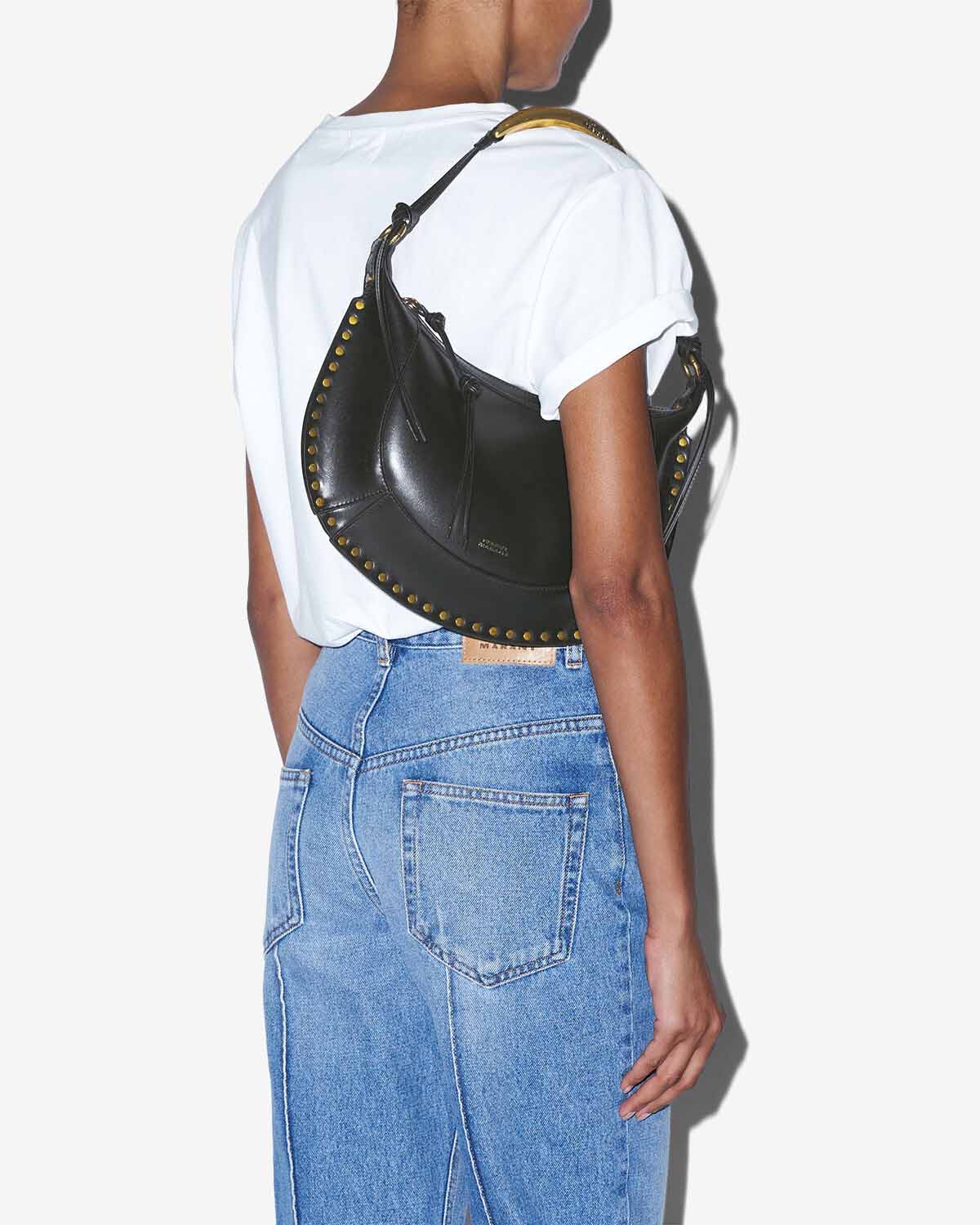 Isabel Marant Naoko sac cuir noir et doré 33 cm