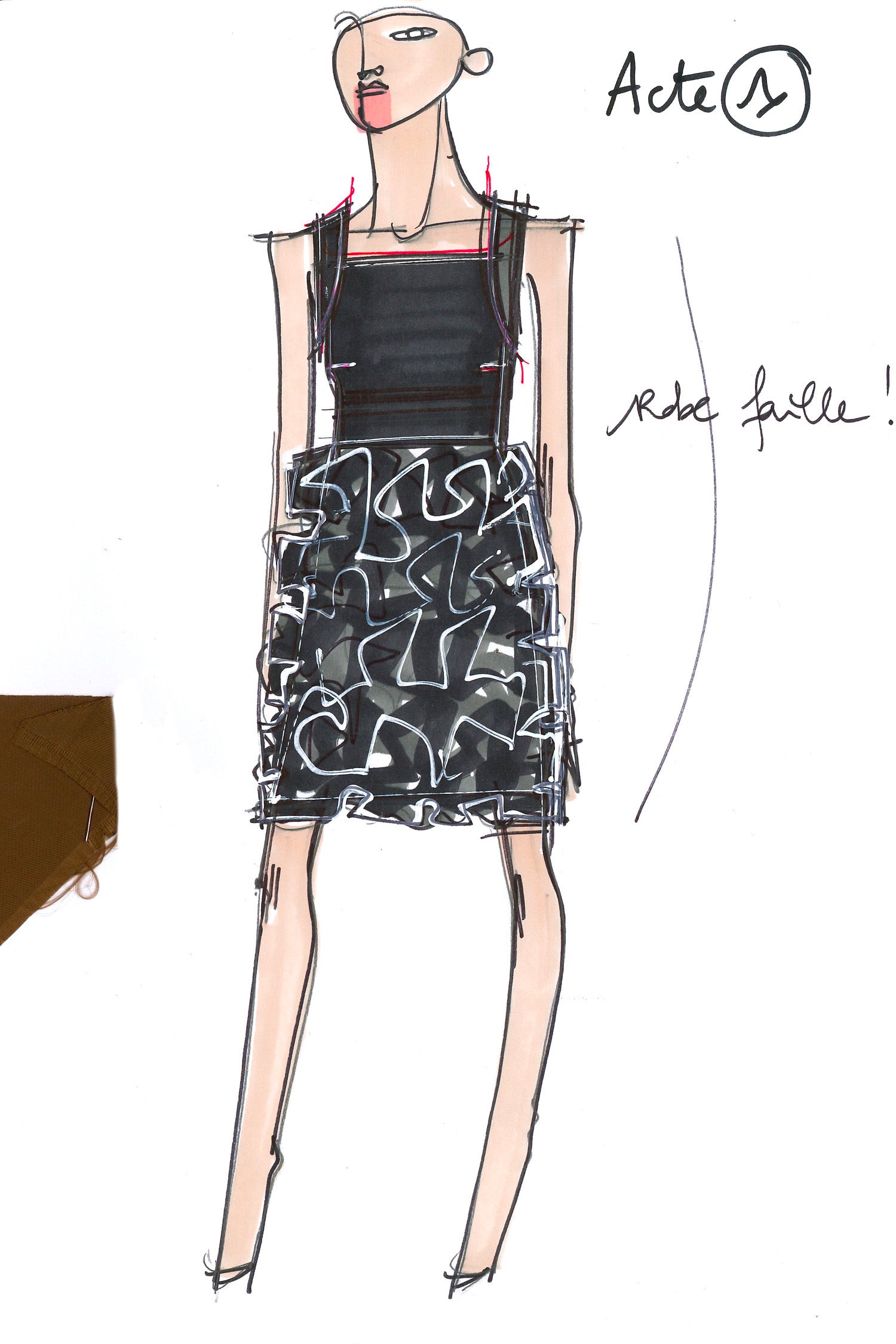 Patou DR009 robe boule faille midi Black