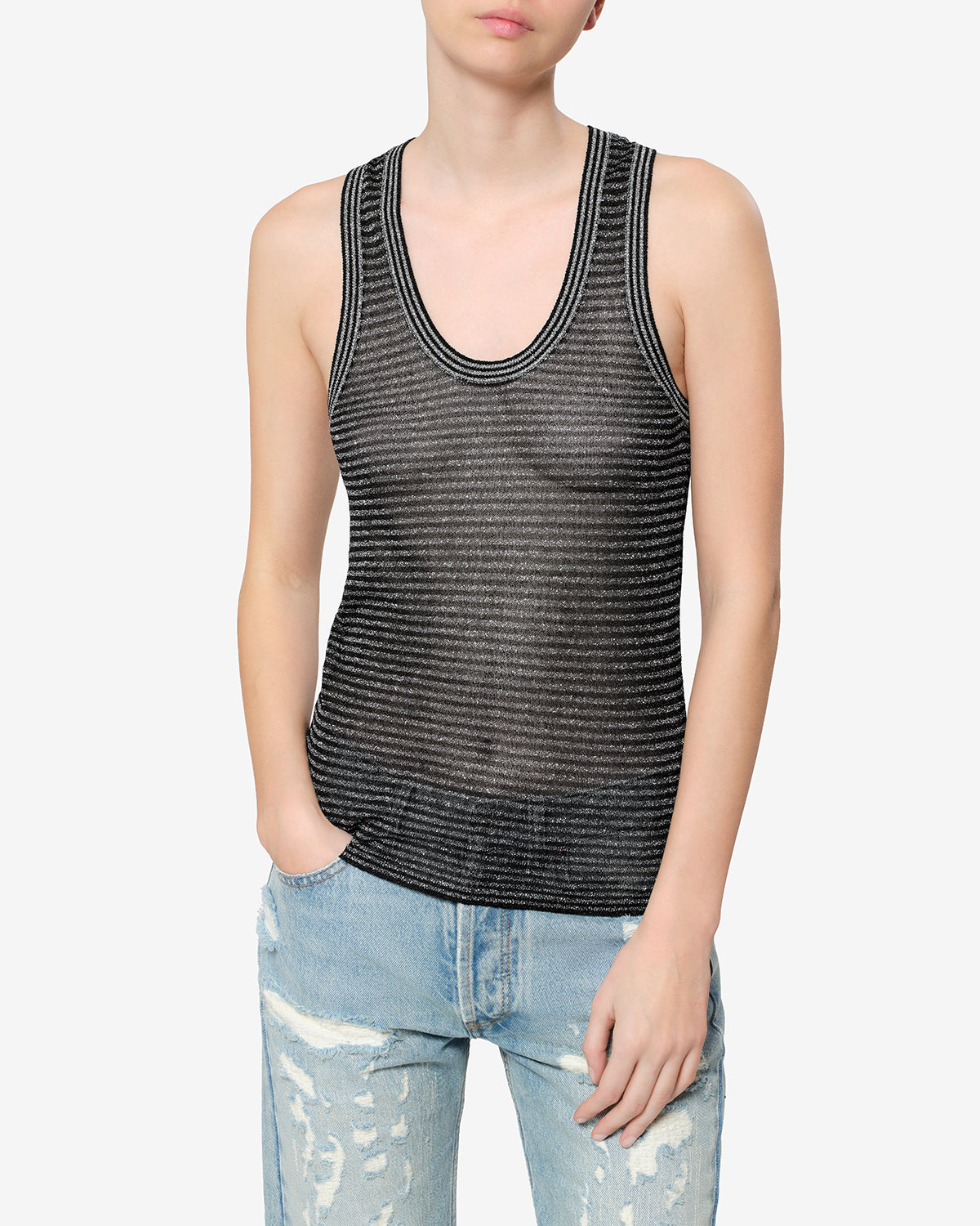 Isabel Marant Cevara PU0992FA débardeur noir lurex