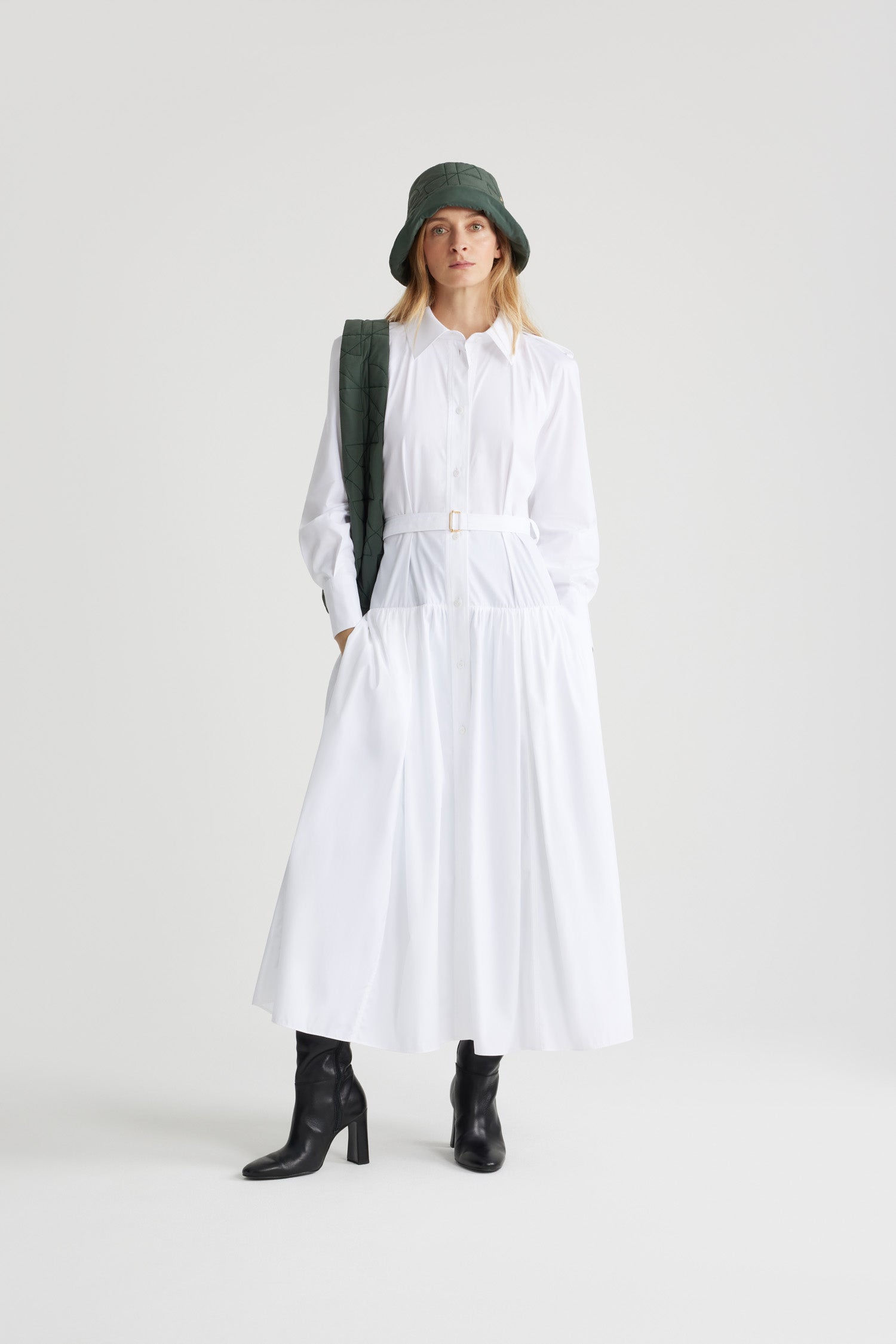 Patou DR154 robe chemise maxi coton bio blanche