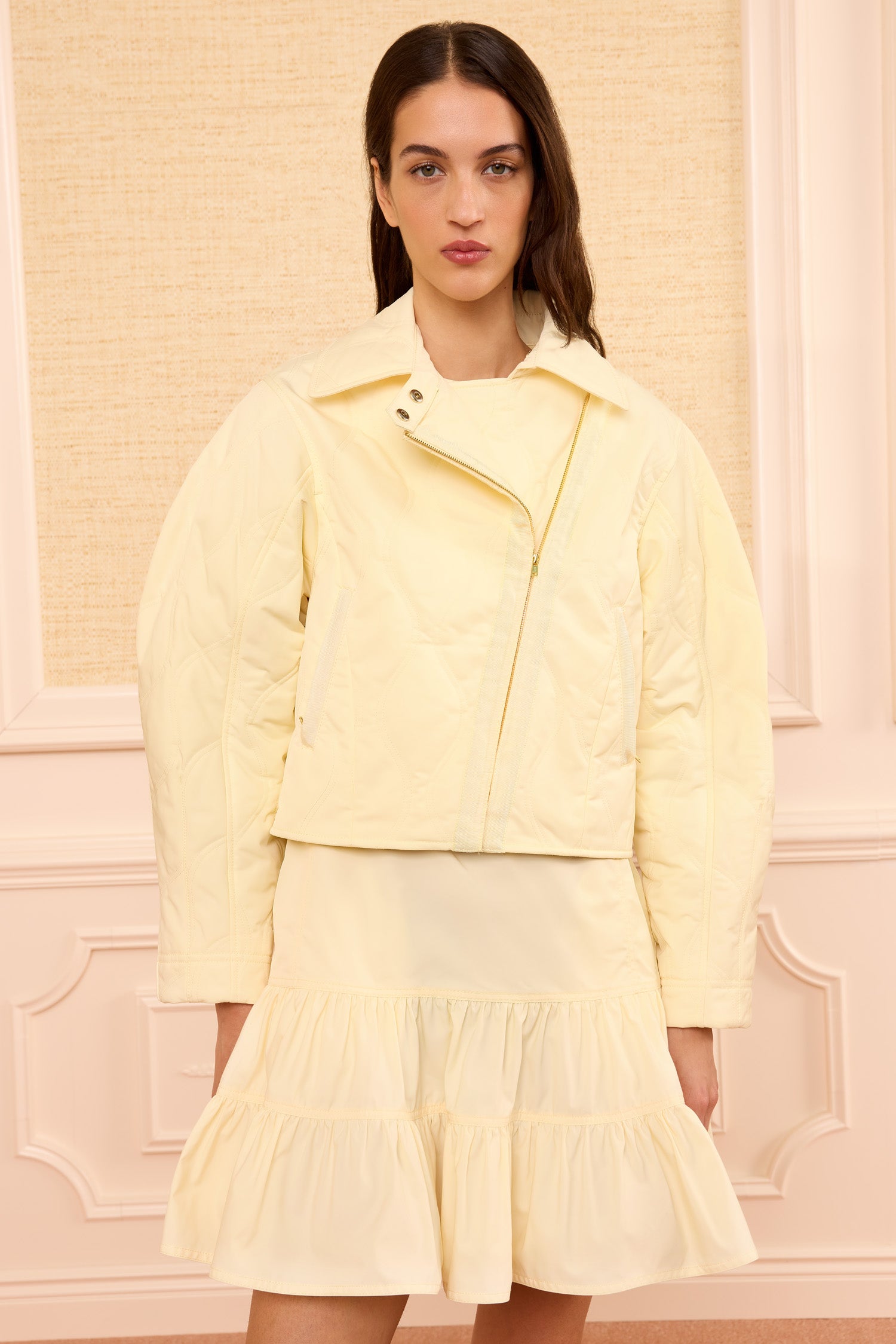 Ulla Johnson Leonie veste matelassée Butter jaune cropped