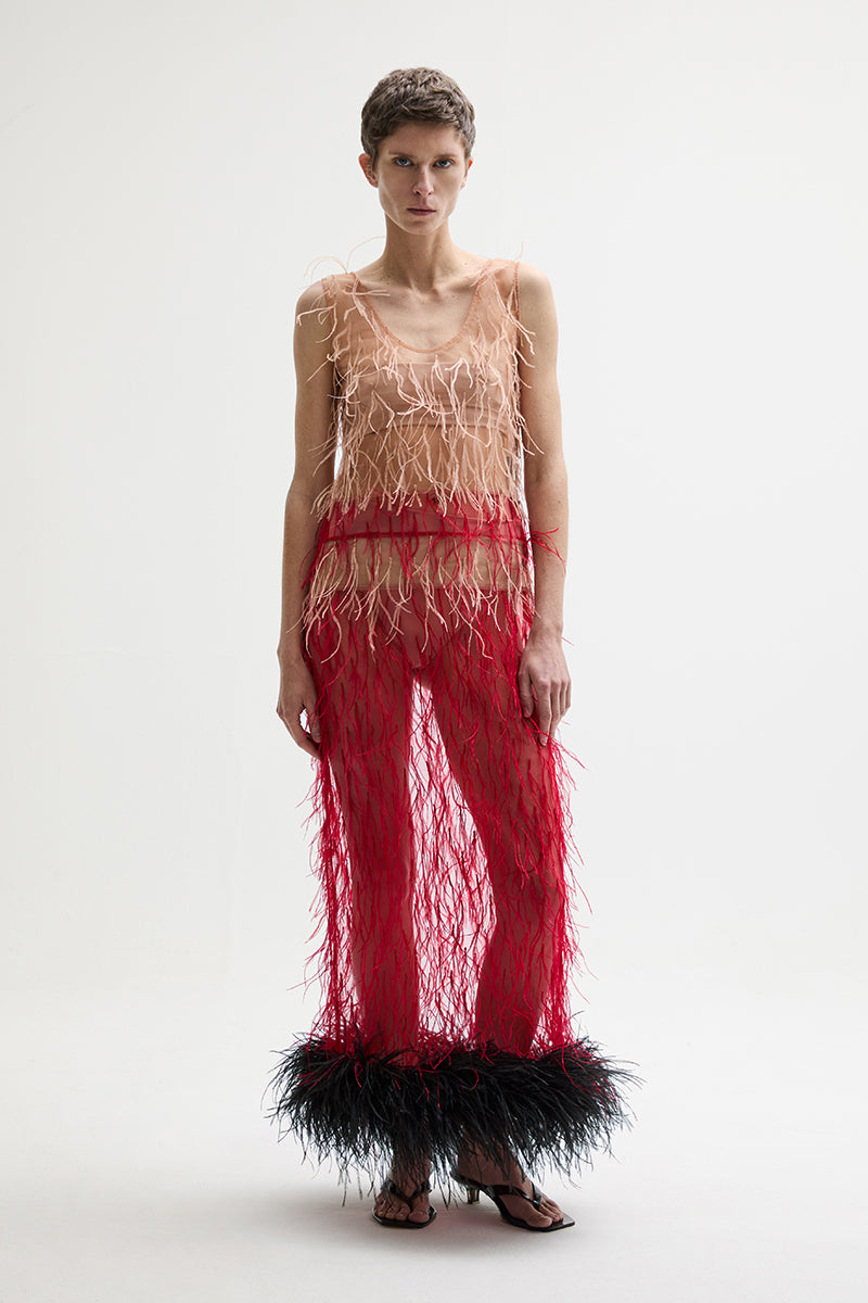 ATU Body Couture Skirts HARPY dress robe midi plumes S