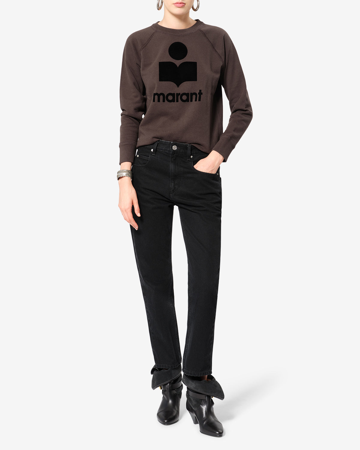 Isabel Marant Millyny SW0160FA sweat coton noir délavé