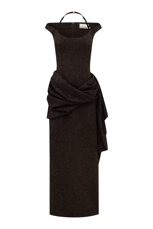 Alemaïs Adeline Drape Gown robe longue 8 jacquard