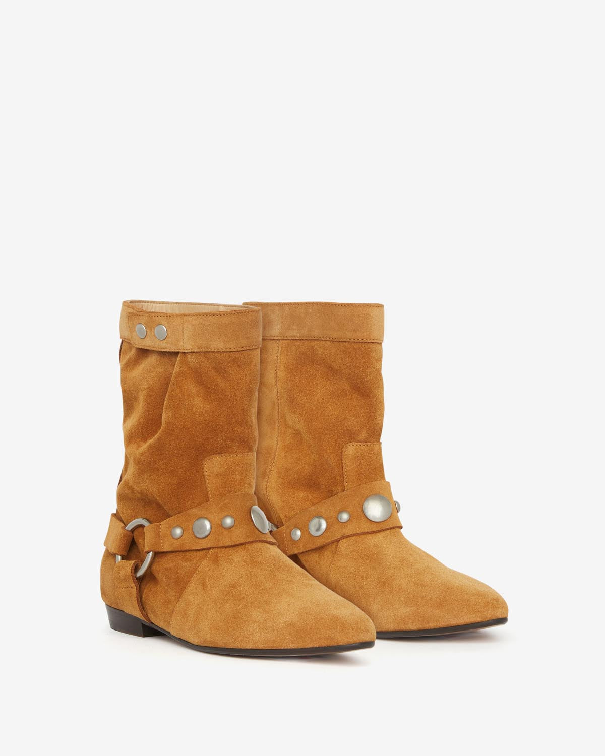 Isabel Marant Stania Boots plates cognac cuir velours