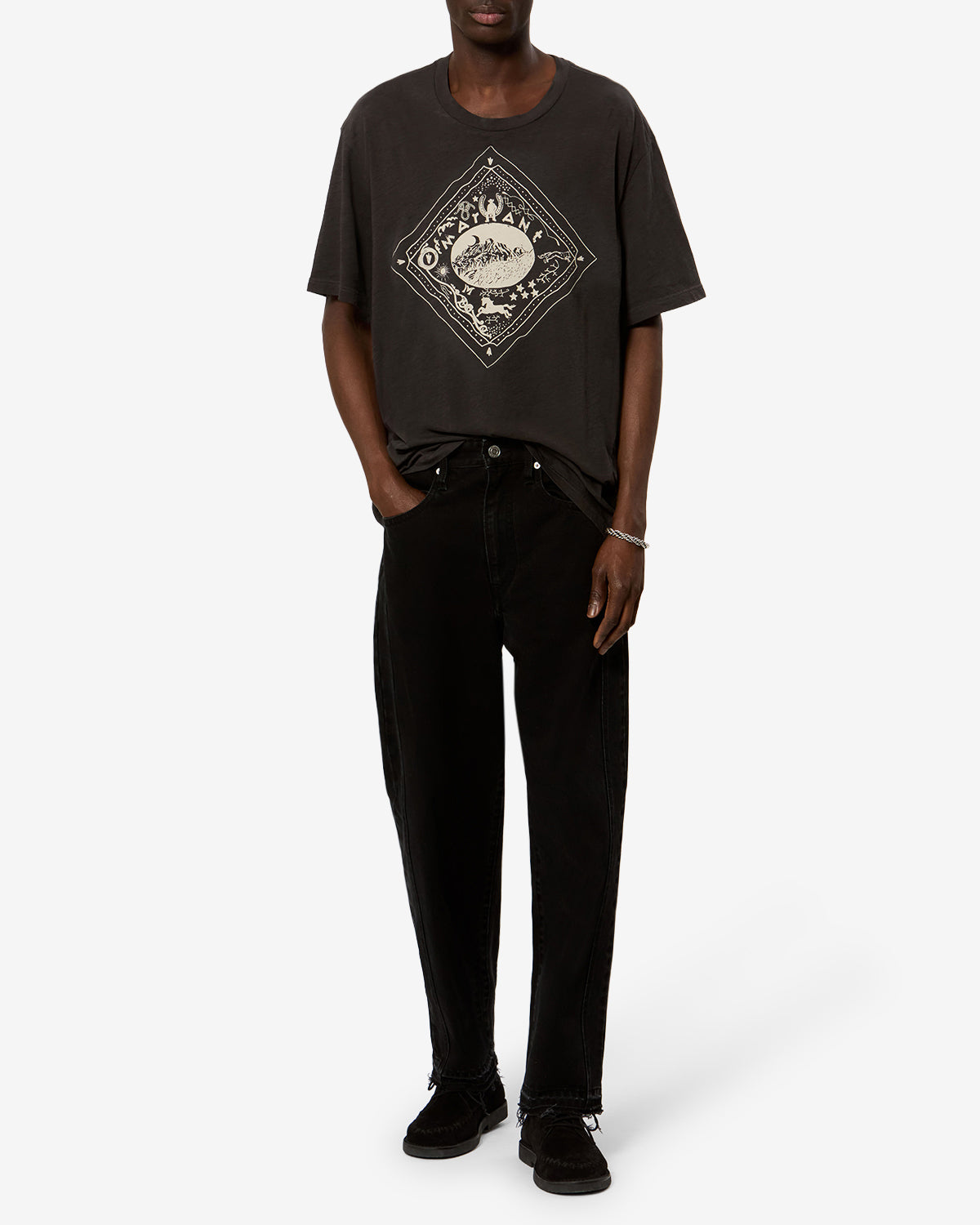 Isabel Marant Jorian PA0784HB jean barrel noir délavé