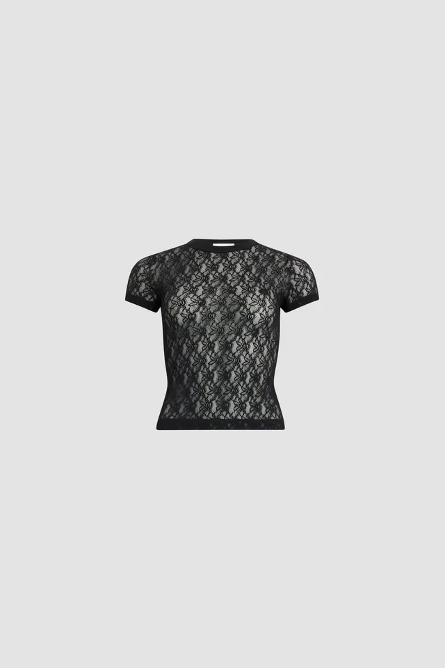 Patou JE238 t-shirt dentelle noire polyamide femme Noir