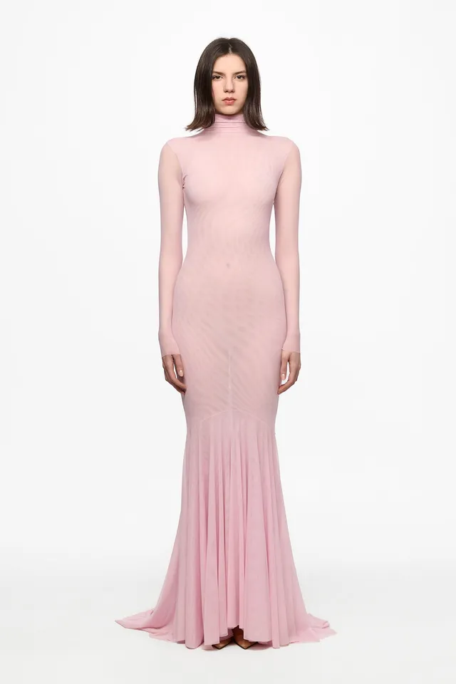 ATU Body Couture Pink Mesh Mermaid robe longue rose S