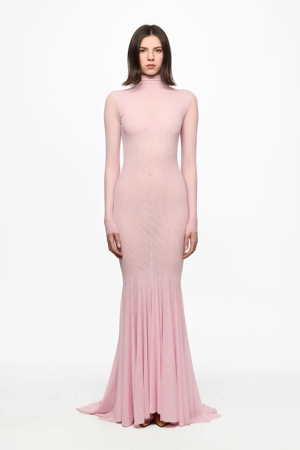 ATU Body Couture Pink Mesh Mermaid robe longue rose S