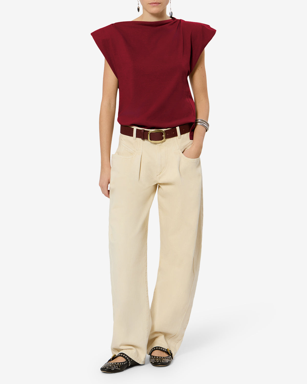 Isabel Marant Sebani t-shirt coton bordeaux foncé