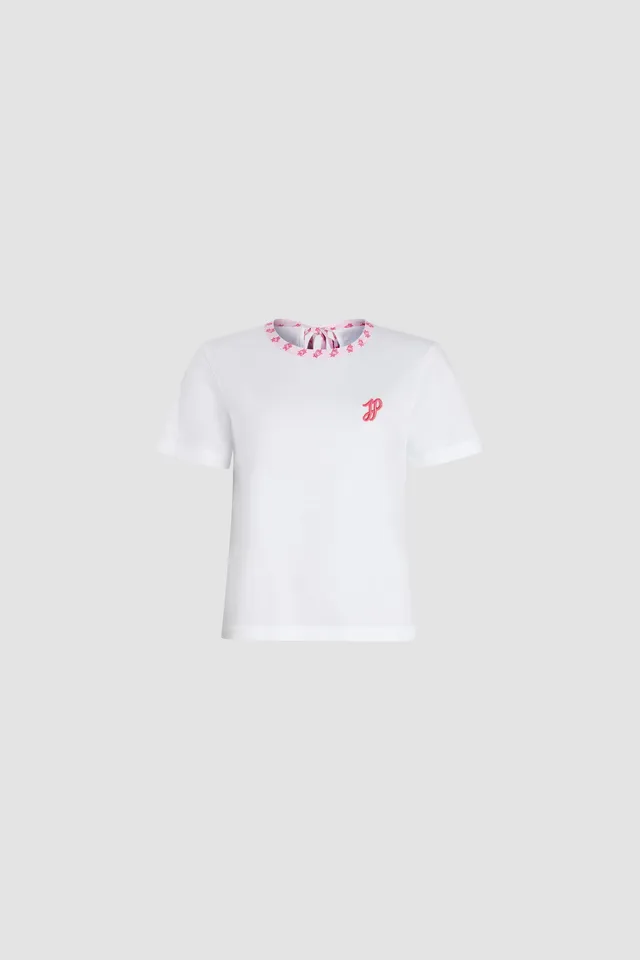 Patou JE163 t-shirt coton bio blanc col Provence Pink