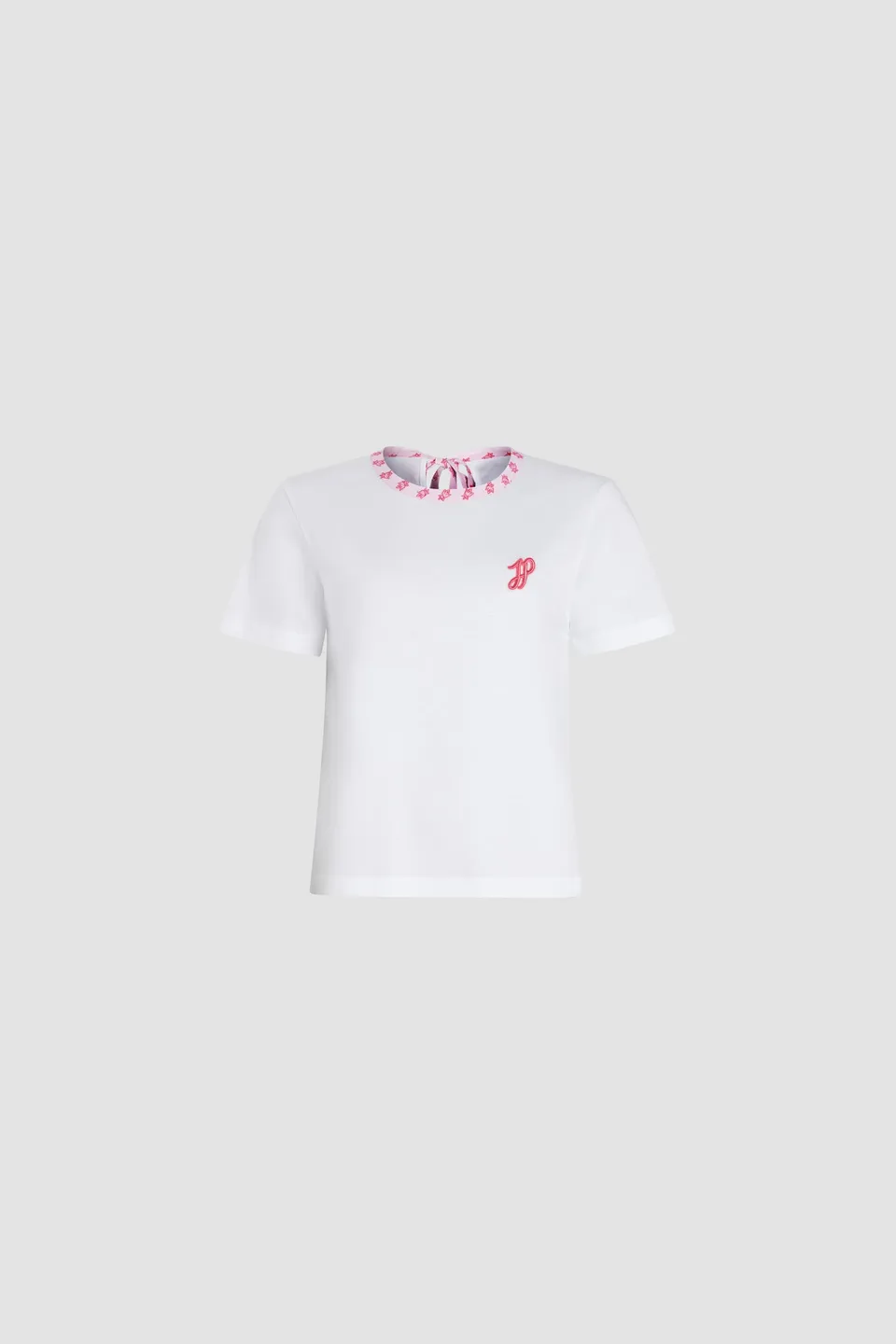 Patou JE163 t-shirt coton bio blanc col Provence Pink