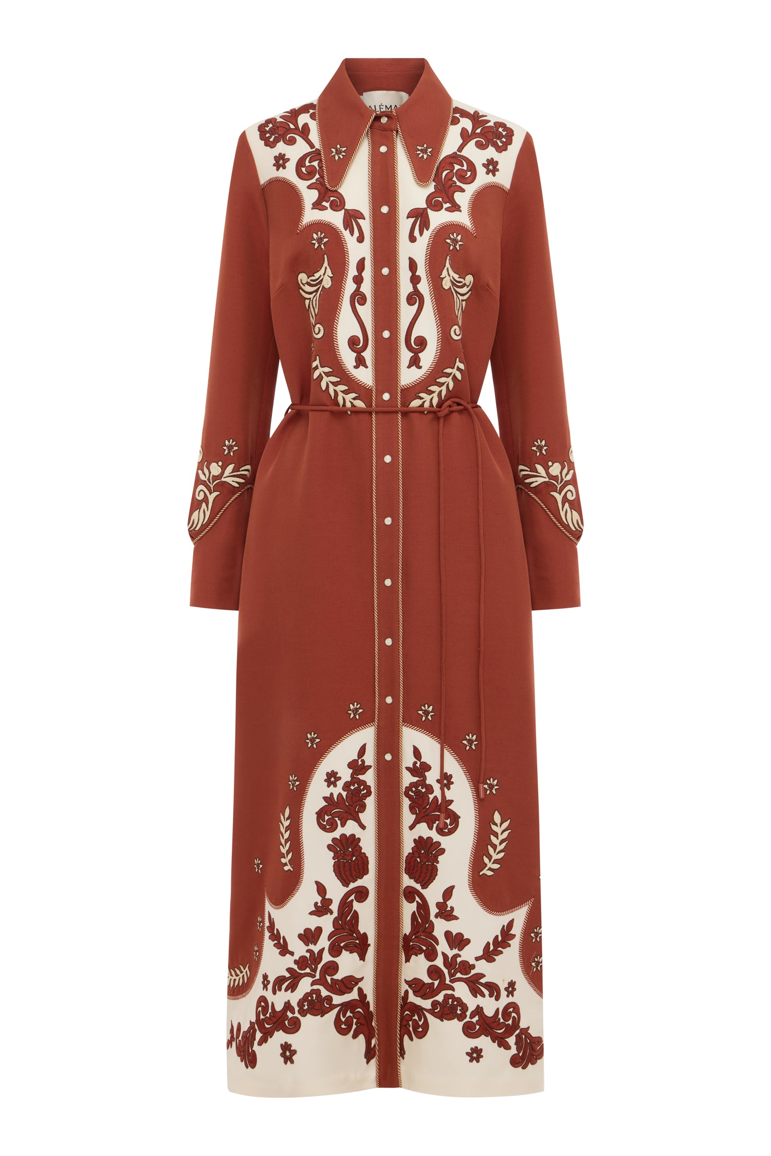 Alemaïs Duke Robe chemise midi brodée laine