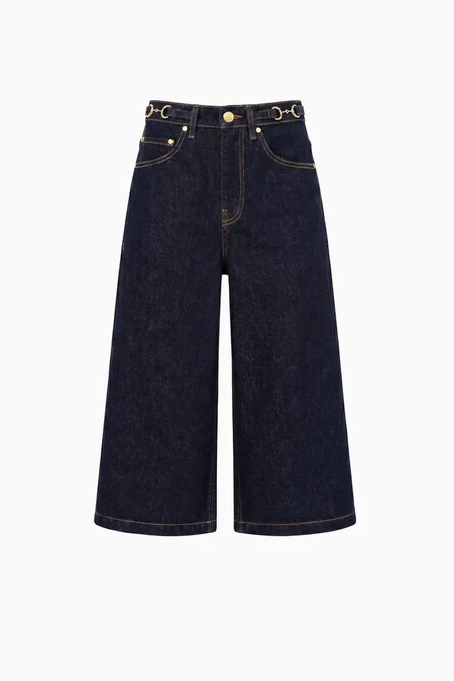 Ulla Johnson Rowan UJ9904091 jean culotte Tigris coton bleu