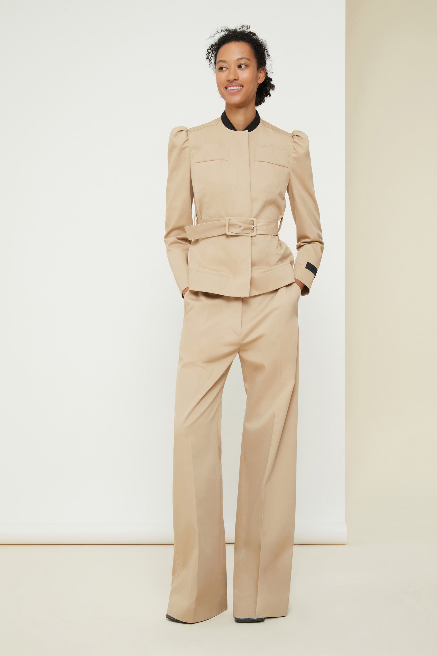 Patou Cropped Veste Gabardine Sable Coton Bio