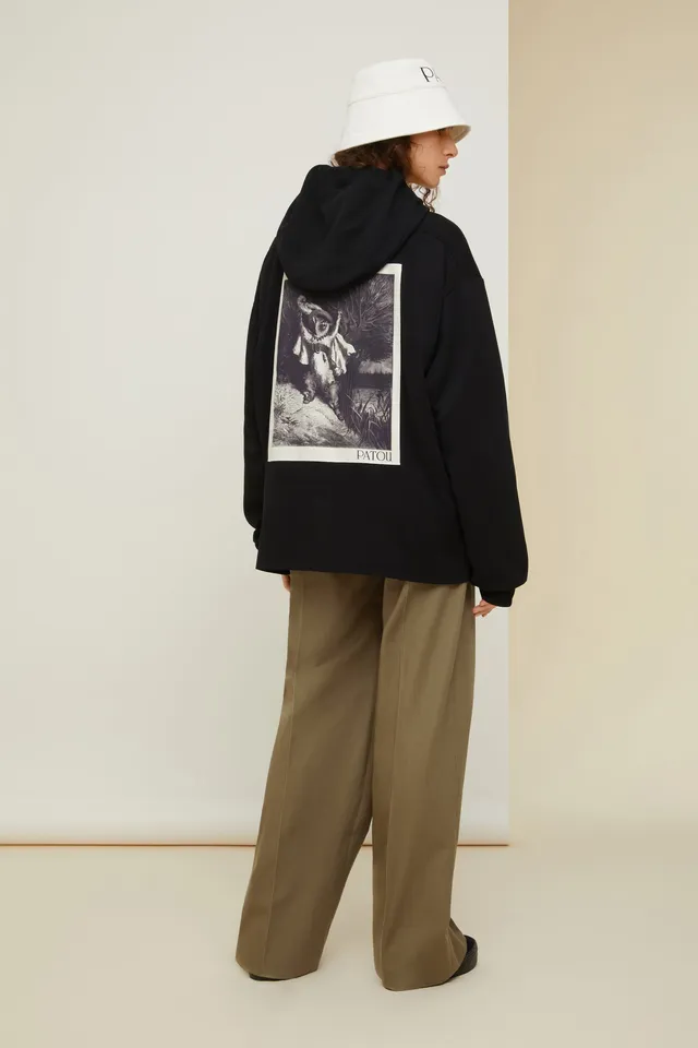 Patou JE037 hoodie coton bio noir grosgrain brodé