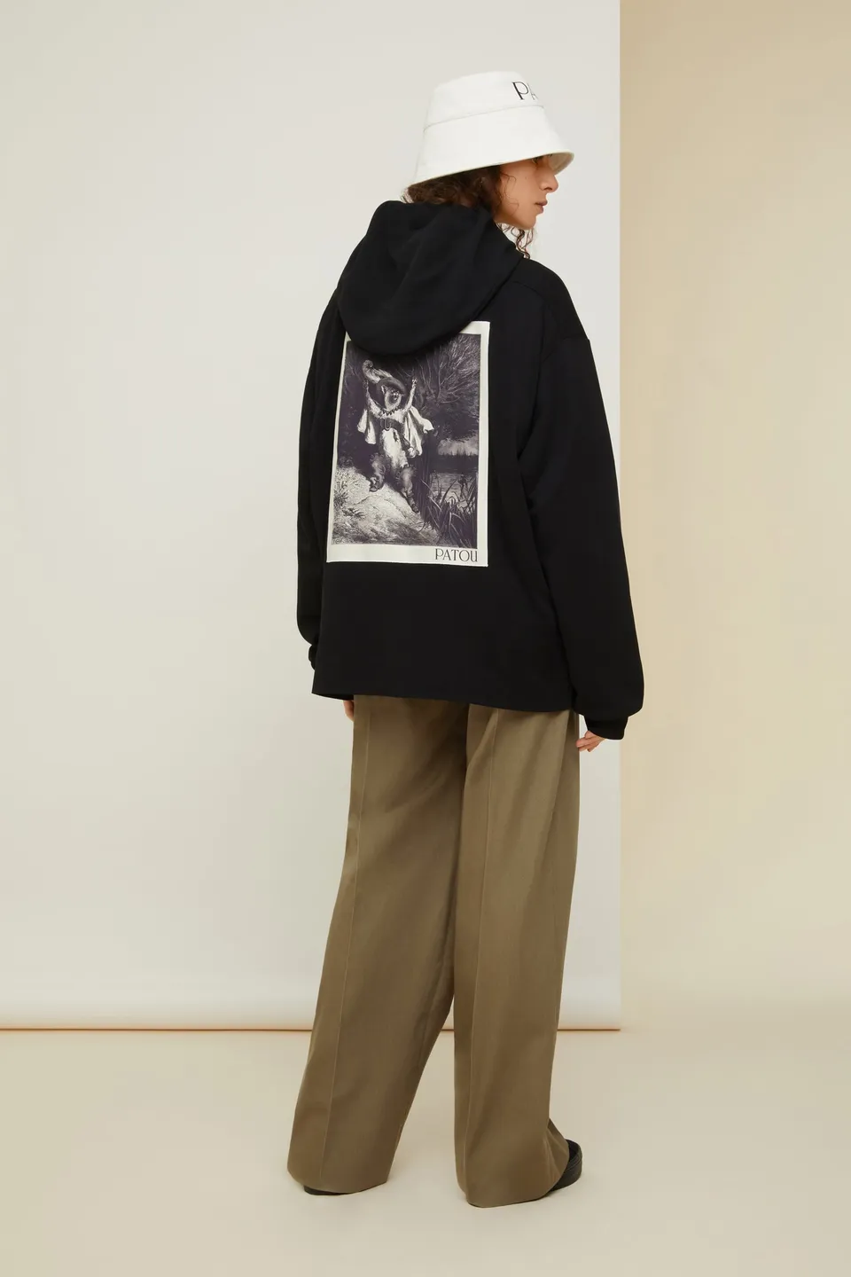 Patou JE037 hoodie coton bio noir grosgrain brodé