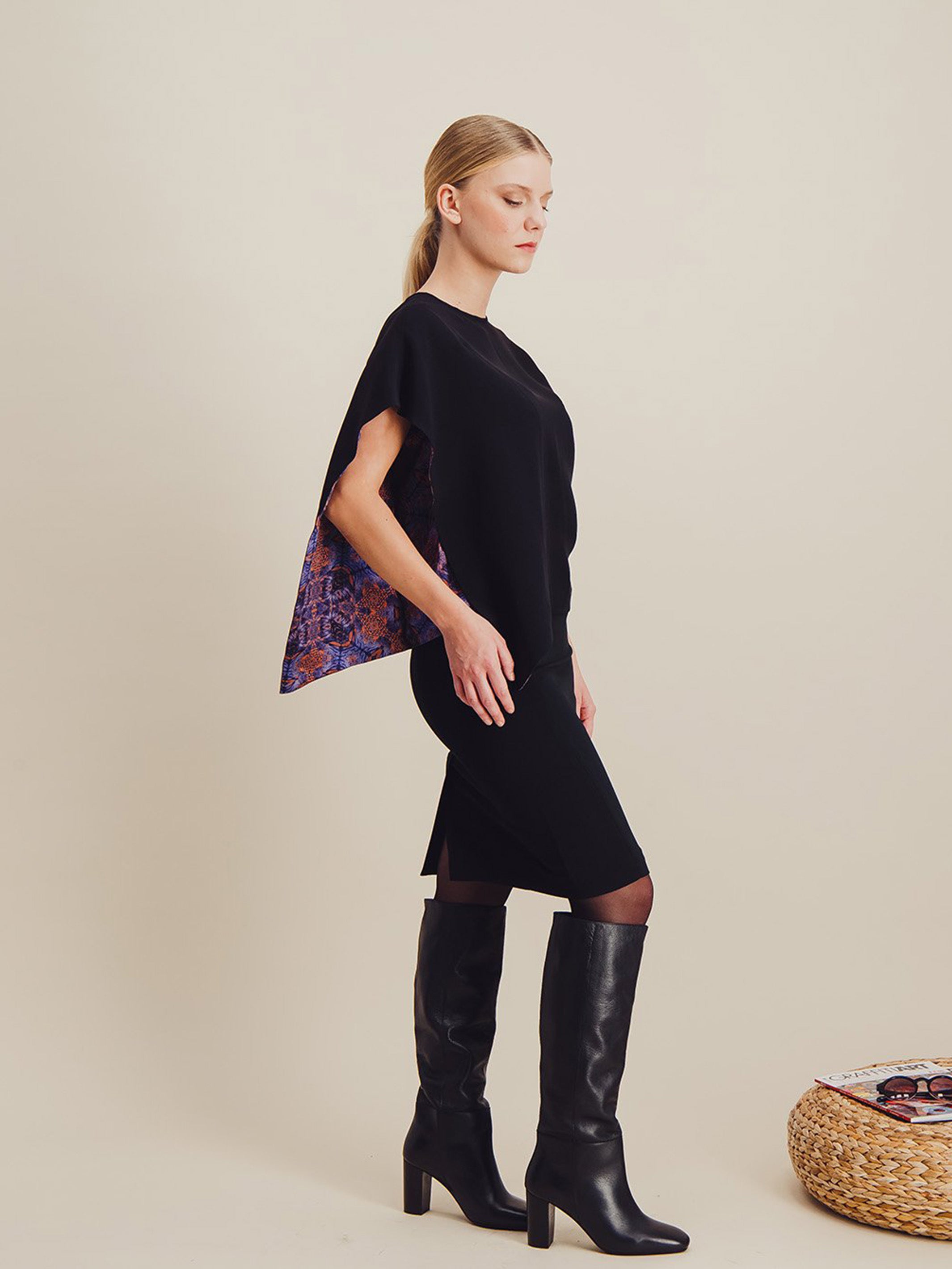 Anahide Saint André Contrejour top asymétrique noir orange