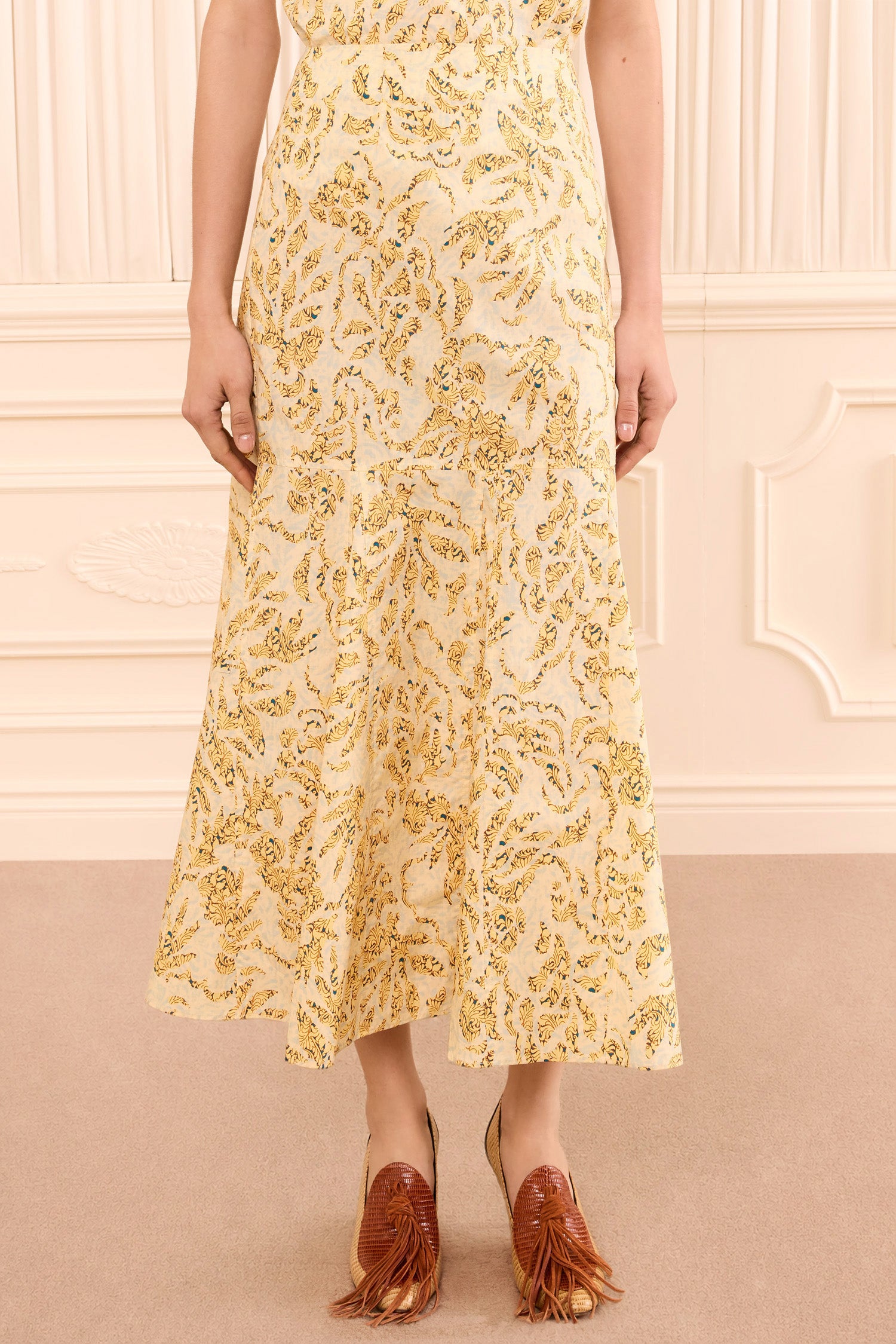 Ulla Johnson Clarisse Jupe midi Chamomile popeline