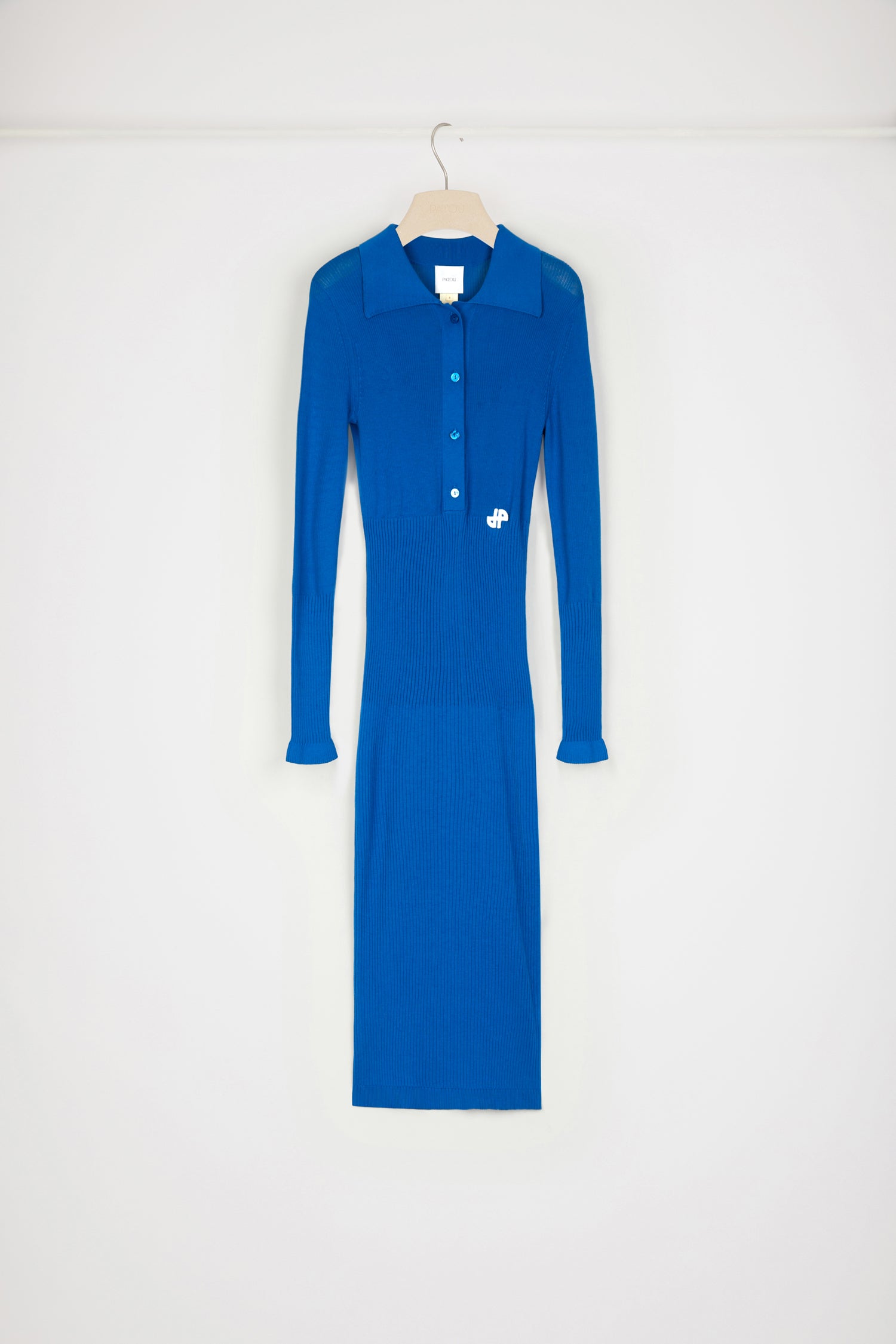 Patou P23KN0808051628B robe polo midi bleu Jewel coton bio