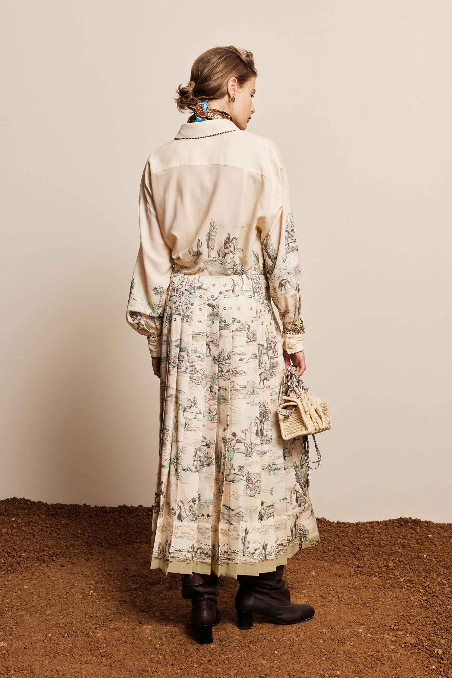 Alemais Scout Skirt jupe midi plissée lin